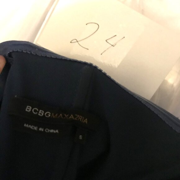 BCBGMaxAzria Halter Dress Size S Blue Polyester Mesh Lined Pleated Backless - Picture 9 of 9